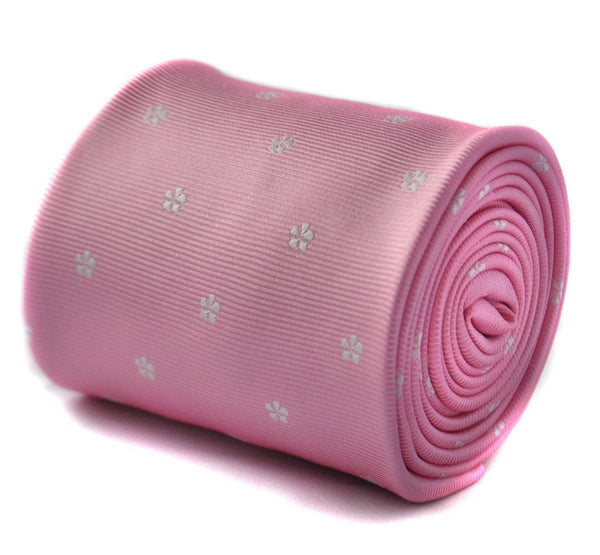 pink tie with delicate floral pattern